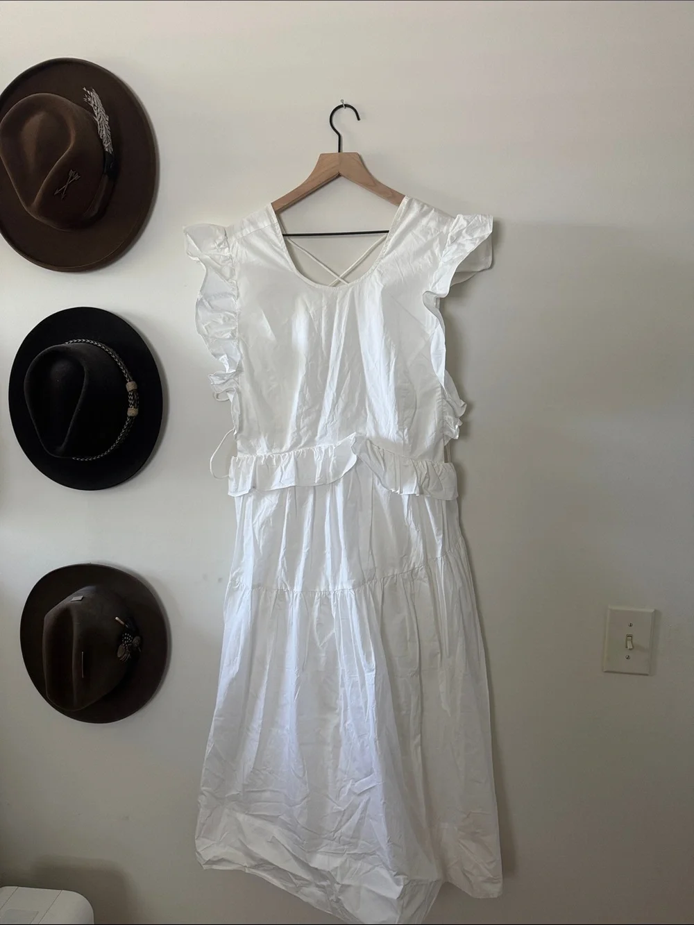 LSG Allina Liu • White Ruffle Side-Tie Midi Dress - Picture 10 of 10